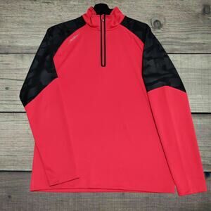 Under Armour Combine Golf Pullover Shirt 1/4 ZIP Mens Size Medium‎ Red Black NFL